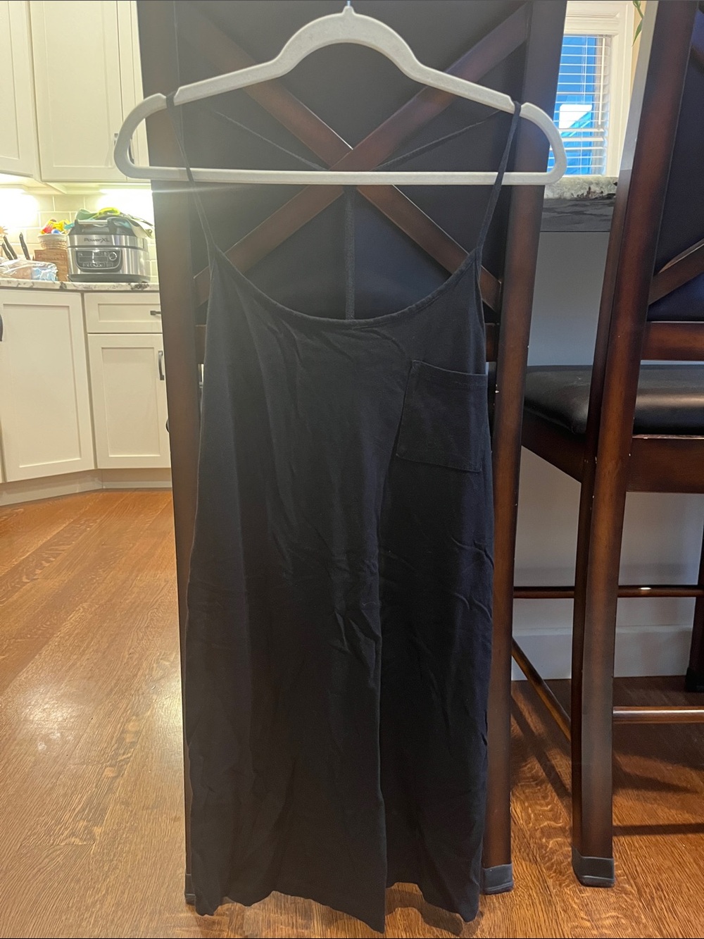 Fox Black Midi Slip Dress with Pocket - Women's Summer Dress
